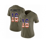 Women Nike Oakland Raiders #16 Jim Plunkett Limited Olive USA Flag 2017 Salute to Service NFL Jersey