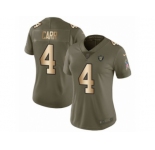 Women Nike Oakland Raiders #4 Derek Carr Limited Olive Gold 2017 Salute to Service NFL Jersey