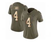 Women Nike Oakland Raiders #4 Derek Carr Limited Olive Gold 2017 Salute to Service NFL Jersey