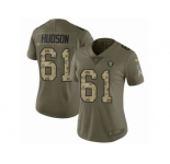 Women Nike Oakland Raiders #61 Rodney Hudson Limited Olive Camo 2017 Salute to Service NFL Jersey