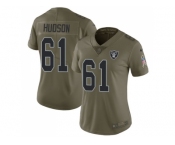 Women Nike Oakland Raiders #61 Rodney Hudson Olive Stitched NFL Limited 2017 Salute to Service Jersey
