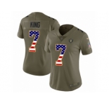 Women Nike Oakland Raiders #7 Marquette King Limited Olive USA Flag 2017 Salute to Service NFL Jersey