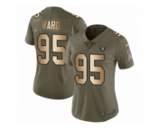 Women Nike Oakland Raiders #95 Jihad Ward Limited Olive Gold 2017 Salute to Service NFL Jersey