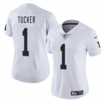 Women's Las Vegas Raiders #1 Tre Tucker White 2025 Vapor Football Stitched Jersey