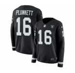 Women's Nike Oakland Raiders #16 Jim Plunkett Limited Black Therma Long Sleeve NFL Jersey
