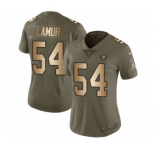 Women's Nike Oakland Raiders #54 Emmanuel Lamur Limited Olive Gold 2017 Salute to Service NFL Jersey