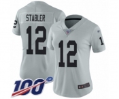Women's Oakland Raiders #12 Kenny Stabler Limited Silver Inverted Legend 100th Season Football Jersey