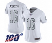 Women's Oakland Raiders #16 Jim Plunkett Limited White Rush Vapor Untouchable 100th Season Football Jersey