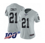 Women's Oakland Raiders #21 Gareon Conley Limited Silver Inverted Legend 100th Season Football Jersey
