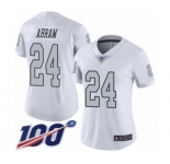Women's Oakland Raiders #24 Johnathan Abram Limited White Rush Vapor Untouchable 100th Season Football Jersey