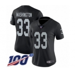 Women's Oakland Raiders #33 DeAndre Washington Black Team Color Vapor Untouchable Limited Player 100th Season Football Jersey