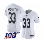 Women's Oakland Raiders #33 DeAndre Washington White Vapor Untouchable Limited Player 100th Season Football Jersey