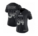 Women's Oakland Raiders #34 Bo Jackson Black Smoke Fashion Limited Player 100th Season Football Jersey