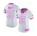 Women's Oakland Raiders #35 Curtis Riley Limited White Pink Rush Fashion Football Jersey