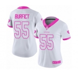Women's Oakland Raiders #55 Vontaze Burfict Limited White Pink Rush Fashion Football Jersey