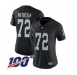 Women's Oakland Raiders #72 John Matuszak Black Team Color Vapor Untouchable Limited Player 100th Season Football Jersey
