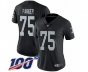 Women's Oakland Raiders #75 Brandon Parker Black Team Color Vapor Untouchable Limited Player 100th Season Football Jersey