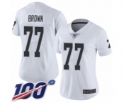 Women's Oakland Raiders #77 Trent Brown White Vapor Untouchable Limited Player 100th Season Football Jersey