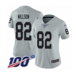 Women's Oakland Raiders #82 Luke Willson Limited Silver Inverted Legend 100th Season Football Jersey