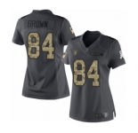 Women's Oakland Raiders #84 Antonio Brown Limited Black 2016 Salute to Service Football Jersey