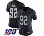 Women's Oakland Raiders #92 P.J. Hall Black Team Color Vapor Untouchable Limited Player 100th Season Football Jersey