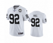 Women's Oakland Raiders #92 P.J. Hall White 60th Anniversary Vapor Untouchable Limited Player 100th Season Football Jersey