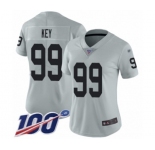 Women's Oakland Raiders #99 Arden Key Limited Silver Inverted Legend 100th Season Football Jersey