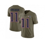 Youth Nike New England Patriots #11 Julian Edelman Limited Olive 2017 Salute to Service NFL Jersey
