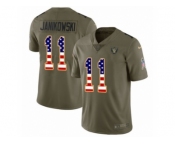 Youth Nike Oakland Raiders #11 Sebastian Janikowski Limited Olive USA Flag 2017 Salute to Service NFL Jersey
