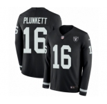 Youth Nike Oakland Raiders #16 Jim Plunkett Limited Black Therma Long Sleeve NFL Jersey