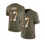 Youth Nike Oakland Raiders #17 Dwayne Harris Limited Olive Gold 2017 Salute to Service NFL Jersey