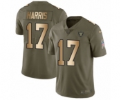 Youth Nike Oakland Raiders #17 Dwayne Harris Limited Olive Gold 2017 Salute to Service NFL Jersey