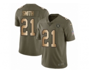 Youth Nike Oakland Raiders #21 Sean Smith Limited Olive Gold 2017 Salute to Service NFL Jersey