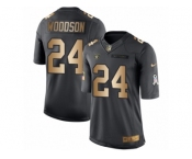 Youth Nike Oakland Raiders #24 Charles Woodson Limited Black Gold Salute to Service NFL Jersey