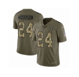 Youth Nike Oakland Raiders #24 Charles Woodson Limited Olive Camo 2017 Salute to Service NFL Jersey
