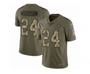 Youth Nike Oakland Raiders #24 Charles Woodson Limited Olive Camo 2017 Salute to Service NFL Jersey