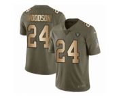 Youth Nike Oakland Raiders #24 Charles Woodson Limited Olive Gold 2017 Salute to Service NFL Jersey