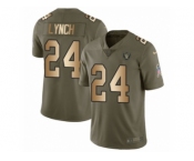 Youth Nike Oakland Raiders #24 Marshawn Lynch Limited Olive Gold 2017 Salute to Service NFL Jersey