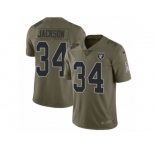 Youth Nike Oakland Raiders #34 Bo Jackson Limited Olive 2017 Salute to Service NFL Jersey