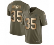 Youth Nike Oakland Raiders #35 Shareece Wright Limited Olive Gold 2017 Salute to Service NFL Jersey