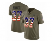 Youth Nike Oakland Raiders #37 Lester Hayes Limited Olive USA Flag 2017 Salute to Service NFL Jersey