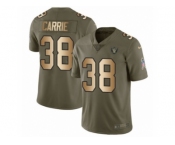 Youth Nike Oakland Raiders #38 T.J. Carrie Limited Olive Gold 2017 Salute to Service NFL Jersey