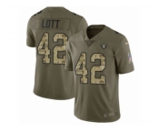 Youth Nike Oakland Raiders #42 Ronnie Lott Limited Olive Camo 2017 Salute to Service NFL Jersey