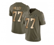 Youth Nike Oakland Raiders #77 Kolton Miller Olive Gold Stitched NFL Limited 2017 Salute to Service Jersey
