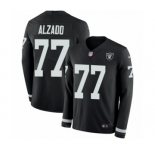 Youth Nike Oakland Raiders #77 Lyle Alzado Limited Black Therma Long Sleeve NFL Jersey