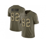 Youth Nike Oakland Raiders #82 Jordy Nelson Olive Camo Stitched NFL Limited 2017 Salute to Service Jerseyey