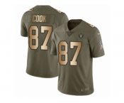 Youth Nike Oakland Raiders #87 Jared Cook Limited Olive Gold 2017 Salute to Service NFL Jersey