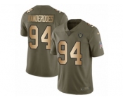 Youth Nike Oakland Raiders #94 Eddie Vanderdoes Limited Olive Gold 2017 Salute to Service NFL Jersey
