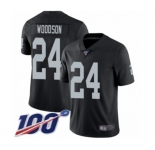 Youth Oakland Raiders #24 Charles Woodson Black Team Color Vapor Untouchable Limited Player 100th Season Football Jersey