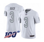 Youth Oakland Raiders #3 Drew Kaser Limited White Rush Vapor Untouchable 100th Season Football Jersey